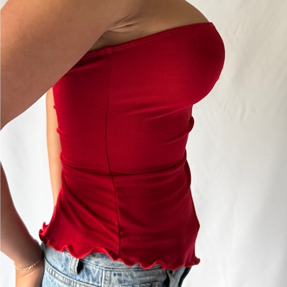 Red Strapless Top - Picture 8 of 11
